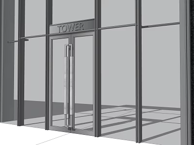 Modern Contemporary Tower Entrance With Glass Facade And Metal Door Design 3d model