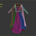 Elegant Black Long Dress with Dark Cloak Waist Belt and Golden Patterns
