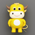 Cute Yellow Cow Stuffed Toy With Horns Big Eyes And Smiling Face