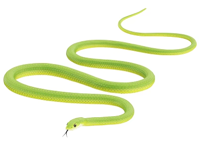 Green Reptile Snake With Slithering Coiled Body And Extended Tongue 3d model