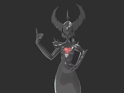 Game and Movie Character in Spiked Black Armor with Horns and Red Core 3d model
