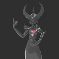 Game and Movie Character in Spiked Black Armor with Horns and Red Core