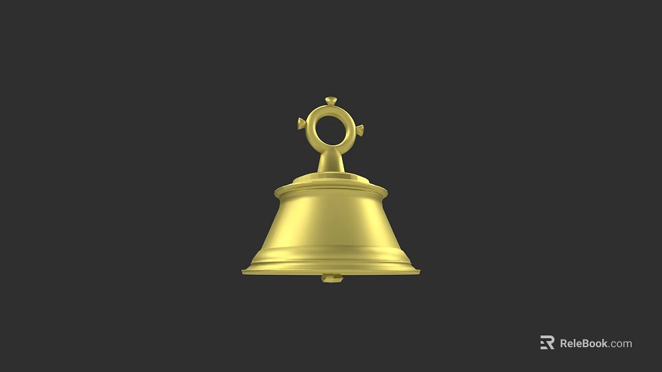 Golden Bell Shaped Clock With Elegant Design And Polished Golden Finish 3d model 