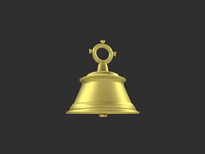 Golden Bell Shaped Clock With Elegant Design And Polished Golden Finish 3d model