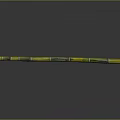 Fresh Green and Yellow Striped Single Sugarcane Stalk on Dark Background 3d model