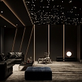 Video Room Home Entertainment Room Star Top Projector Curtain Sofa Coffee Table Combination Wall Lamp 3d model