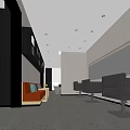 Modern Beauty Salon Interior With Orange Waiting Sofa And Grey Styling Chairs