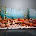 Vibrant Tropical Fish In Aquarium With Coral Rocks Plants And Wooden Log