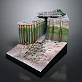 Modern Water Gate Model Featuring Tall Concrete Walls And Top Platform 3d model
