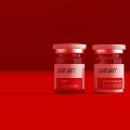 Elegant Leanlien Collagen Liquid Beauty Products In Two Red Bottles On Red Background