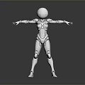 Silver Humanoid Robot With Metallic Body Standing In Shiny Pose And Arms Outstretched