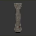 Stone Arch Bridge Structure With Small Side Arch And Red Objects On Gray Textured Surface