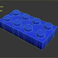 Blue Rectangular Plastic Building Block With Round Studs As Household Item