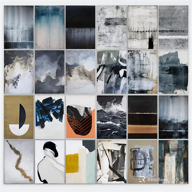 Abstract Art Paintings Collection With Various Textures And Color Patterns For Wall Decor 3d model 