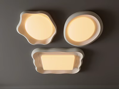Unique Shaped Ceiling Lights With Warm Glow On Dark Wall 3d model