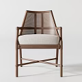Modern Rattan Leisure Chair With Wooden Frame And Light Colored Cushion