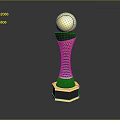 Decorative Trophy With Golden Sphere Top And Black Hollow Base Design