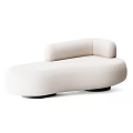 Modern Beige Multi Seat Sofa With Curved Design And Black Legs