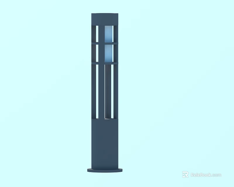 Modern Outdoor Light with Column Structure and Hollow Pattern in Dark Color 3d model 