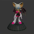 Game Movie Character With White Body Cat Ears Bat Wings Pink Heart Shoes On Pedestal