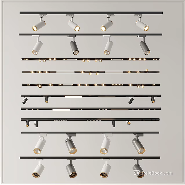 Modern Downlights And Spotlights With Track Mounted Various Styles For Home Ceiling 3d model