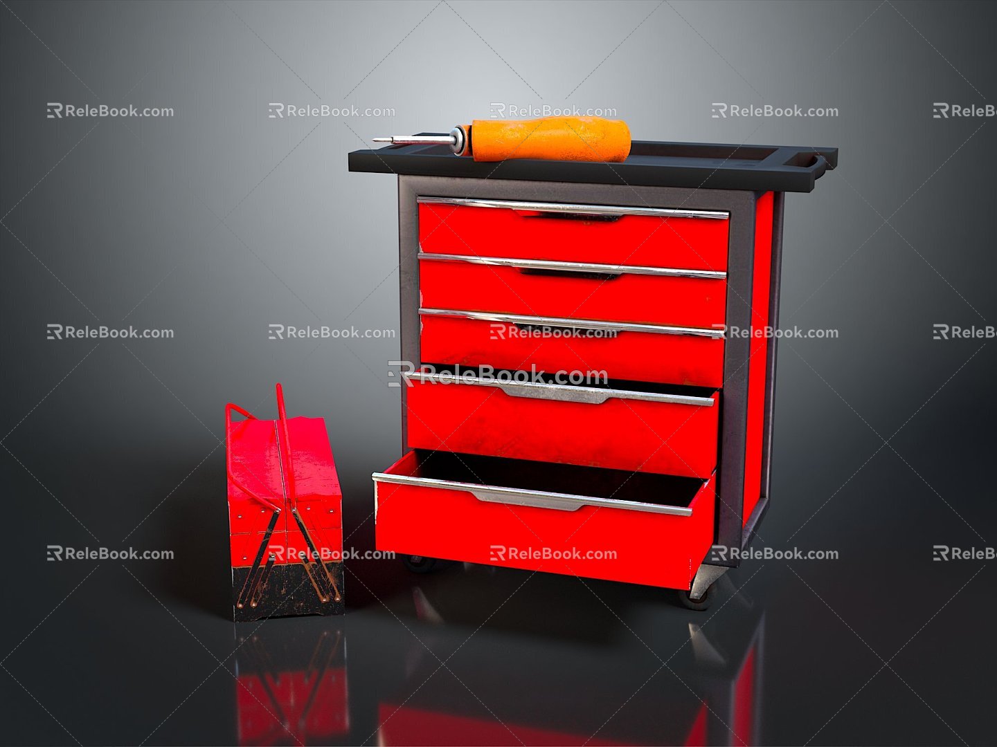 Modern toolbox iron box multi-layer toolbox iron box 3d model