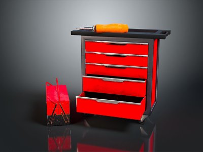 Modern toolbox iron box multi-layer toolbox iron box 3d model