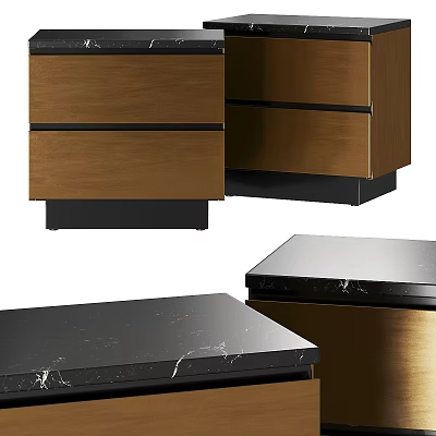 Golden Brass Bedside Table With Black Marble Top And Drawer Design 3d model