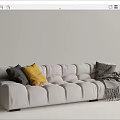 Light Gray Sectional Sofa Featuring Yellow Gray Pillows Gray Throw Blanket and Square Tufted Design 3d model