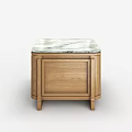 Modern Wooden Bedside Table With Smooth Marble Top And Storage Drawer 3d model