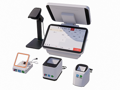 Modern cash register cash register scanner combination 3d model