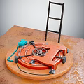 Industrial Scene Components With Circular Device Ladder Gear Blue Part And Red Wire
