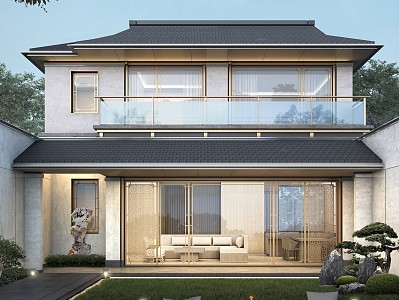 New Chinese Style Single-family Villa Hop Peak Song Style Single-family Villa 3d model