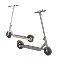 White And Brown Electric Scooter With Large Tires Handlebar And Pedal Design