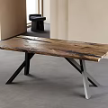 Rustic Modern Dining Table With Solid Wood Top And Metal X Shaped Legs In Interior