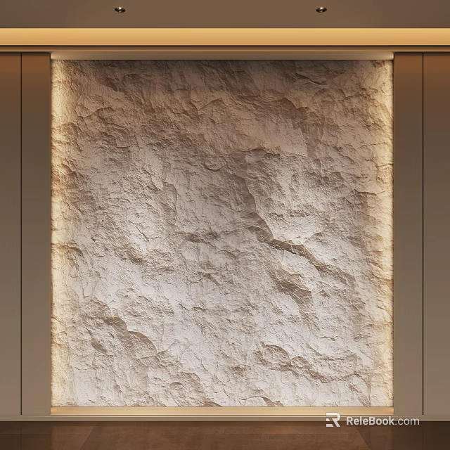 Natural Rough Stone Texture Background Wall With Sleek Frame Under Warm Illumination 3d model 