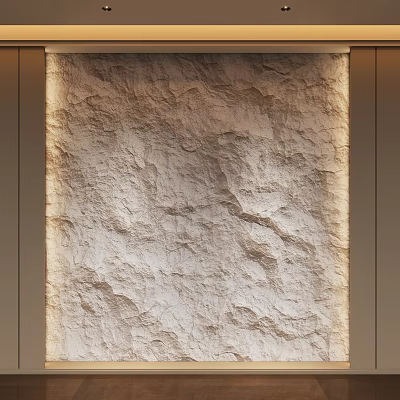 Natural Rough Stone Texture Background Wall With Sleek Frame Under Warm Illumination 3d model