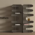 Poliform Modern Bookcase Featuring Multiple Layered Shelves In Home Interior Design 3d model
