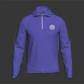 Stylish Blue Long Sleeve Zip Up Hoodie With Front Logo Design