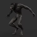 Menacing Muscular Wolf Like Game Movie Character With Grey Skin Sharp Fangs And Long Claws