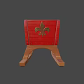 Traditional Red Wooden Sled With Decorative Patterns And Curved Wooden Runners
