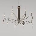 Elegant Modern Chandelier With Curved Metal Arms And Glass Light Shades
