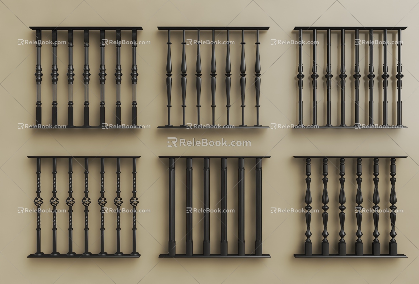 European-style Iron Railing Metal Railing 3d model