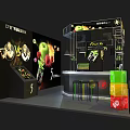 Modern Fruit Themed Bar Counter With High Stools And Beverage