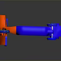 3D Mechanical Structure With Red And Blue Components And Green Circular Elements