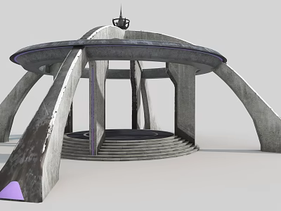pavilion spirit fortress dilapidated house day scene incomplete architecture future architecture 3d model
