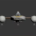 Futuristic Spaceship Design With Yellow And White Exterior And Mechanical Details