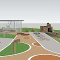 Playground Park Design With Slides Pathways Animal Sculptures Green Lawn And Activity Areas