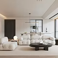 Modern Living Dining Room Interior Design With Open Layout White Sofa And Coffee Table