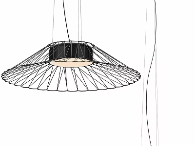 Modern Ceiling Light with Radial Line Design Black Frame and Beige Interior 3d model